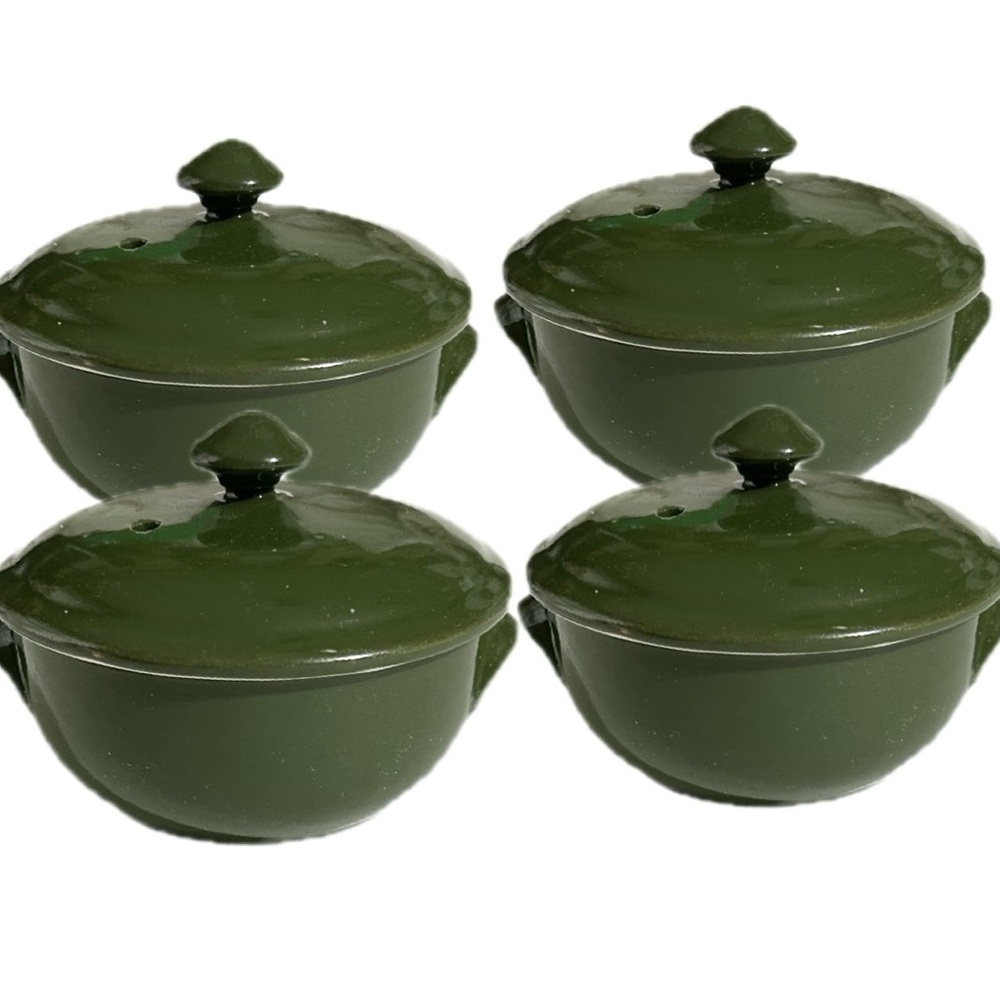 4 Vintage Hall Pottery Restaurant Single Serve Casserole Dishes